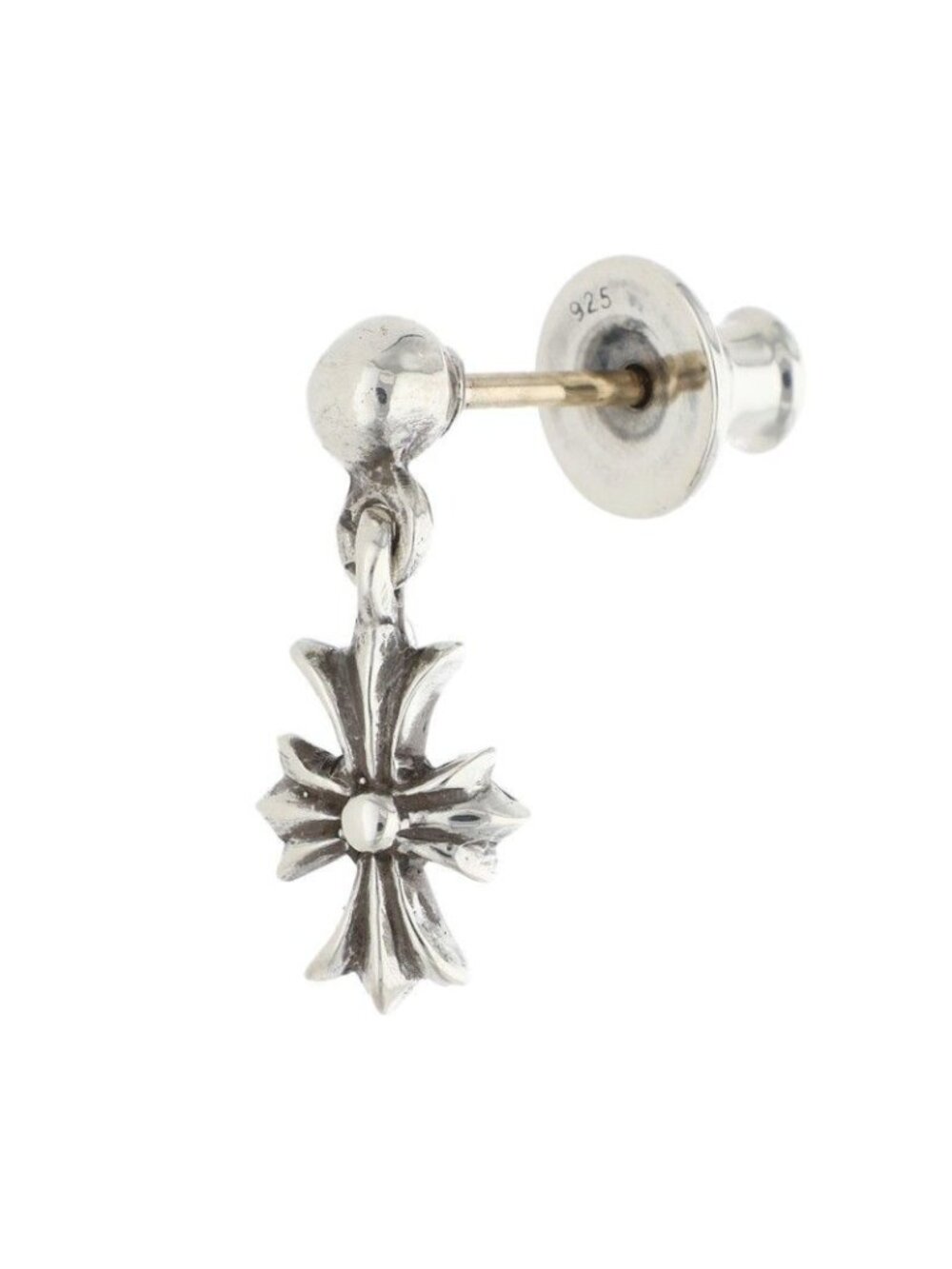 Chrome Hearts Tiny CH Plus 1 Drop Silver Earrings